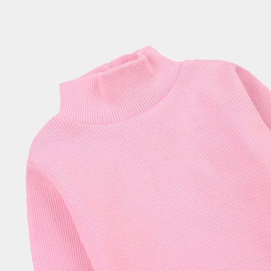 Infant Girls 2x1 Rib Turtle Neck - Pink