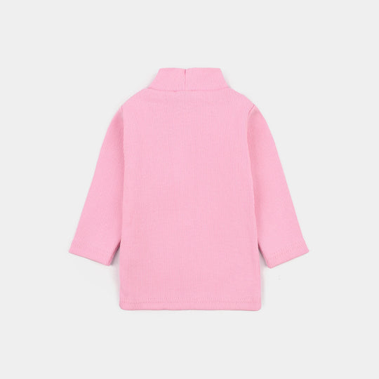 Infant Girls 2x1 Rib Turtle Neck - Pink