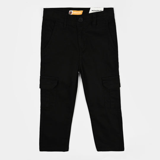 Boys Cotton Twill Pant Gauge-BLACK