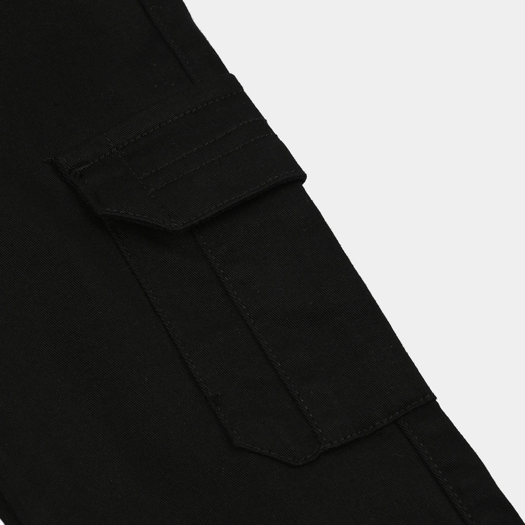 Boys Cotton Twill Pant Gauge-BLACK