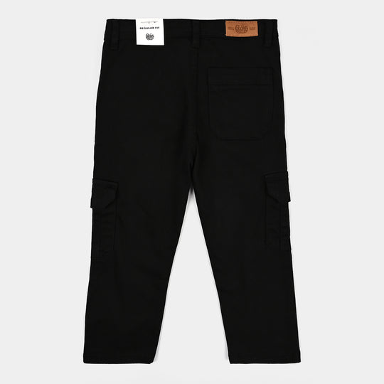 Boys Cotton Twill Pant Gauge-BLACK