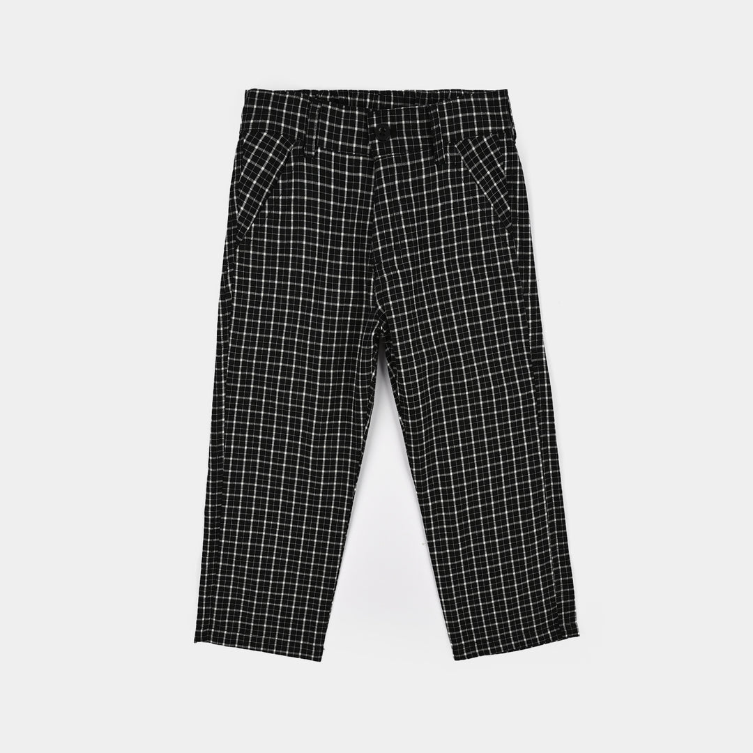 Boys Yarn Dyed 3PC Suit-Checkered-BLACK