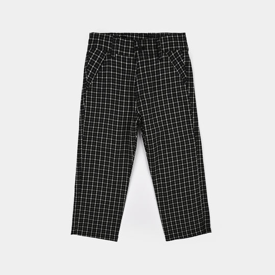 Boys Yarn Dyed 3PC Suit-Checkered-BLACK