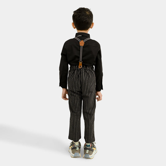 Boys Yarn Dyed 2PC Suit-Linear-BLACK