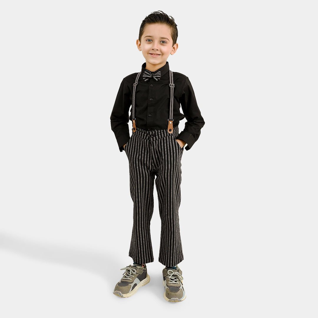 Boys Yarn Dyed 2PC Suit-Linear-BLACK