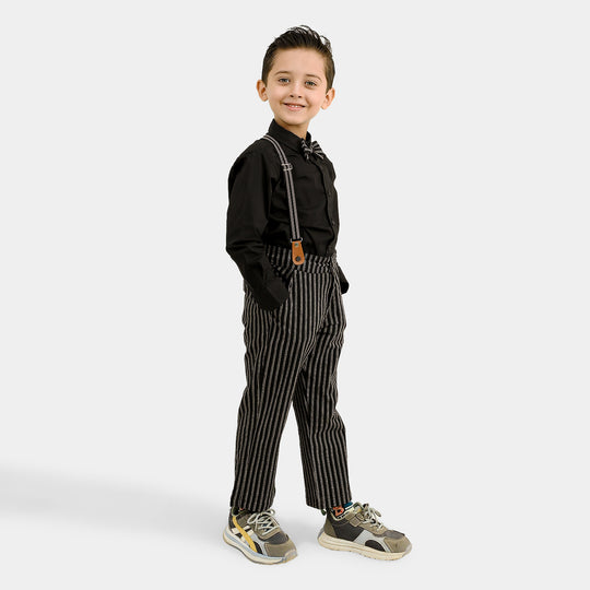 Boys Yarn Dyed 2PC Suit-Linear-BLACK