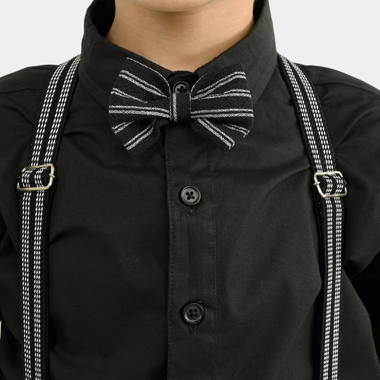 Boys Yarn Dyed 2PC Suit-Linear-BLACK