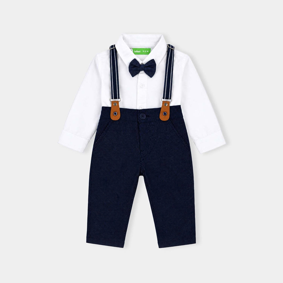 Infant Boys Poly Cotton Suit Dapper- Navy/White