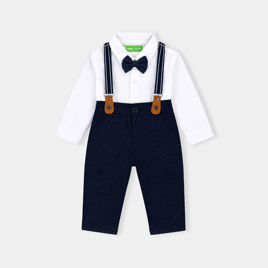Infant Boys Poly Cotton Suit Dapper- Navy/White