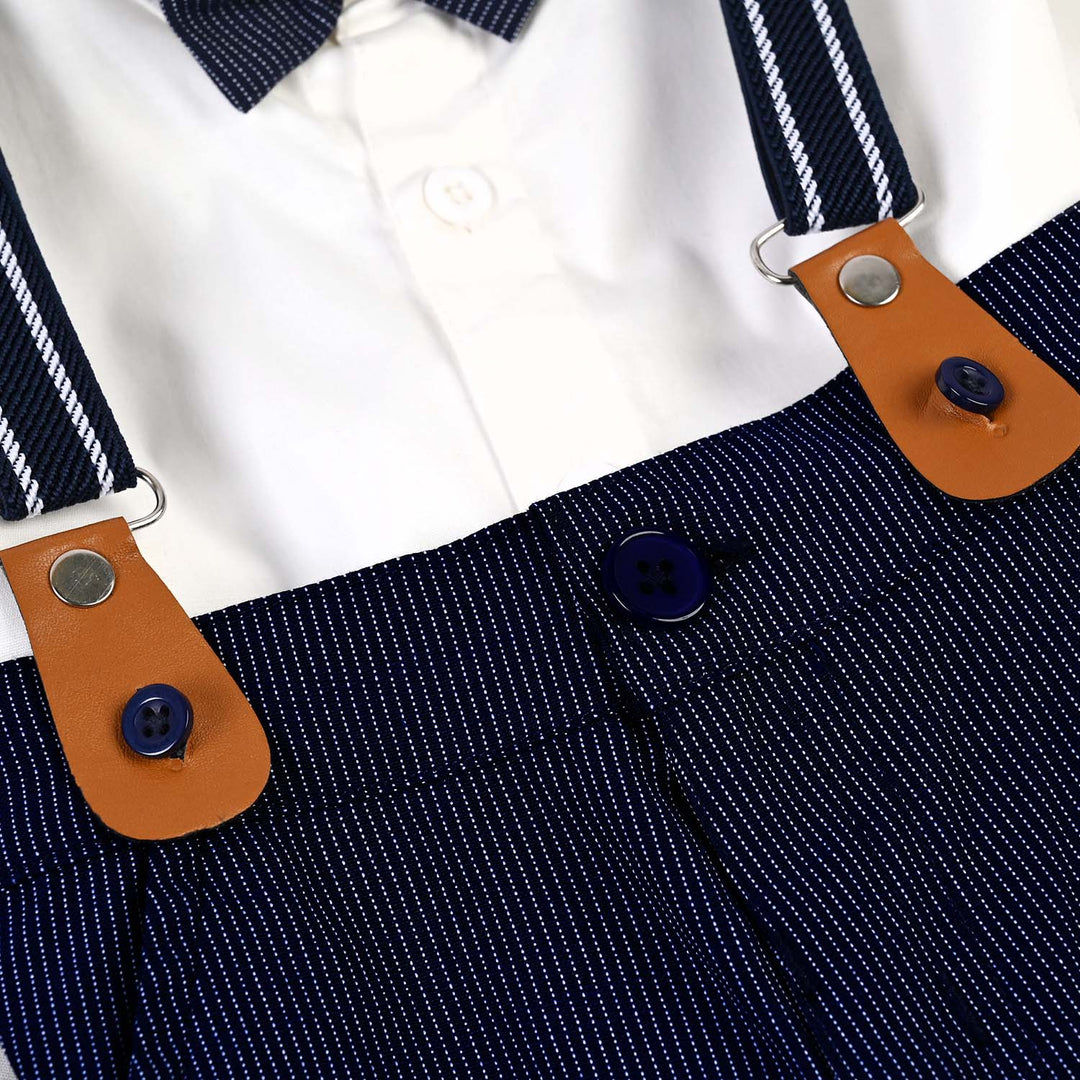 Infant Boys Poly Cotton Suit Dapper- Navy/White