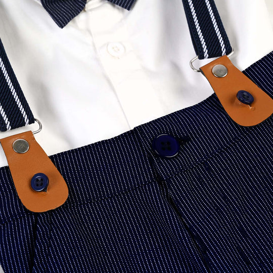 Infant Boys Poly Cotton Suit Dapper- Navy/White