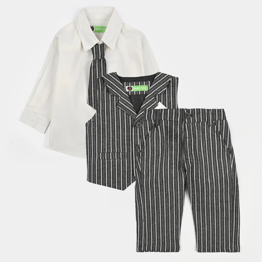 Infant Boys Yarn Dyed 3PC Suit-Lil Dapper-GREY