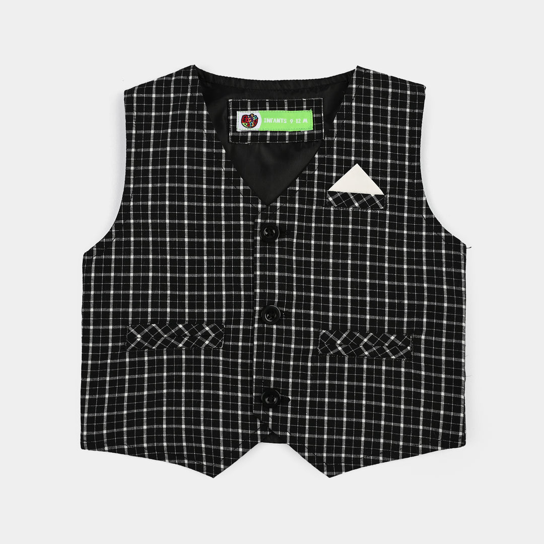 Infant Boys Yarn Dyed 3PC Suit-Checkered-BLACK