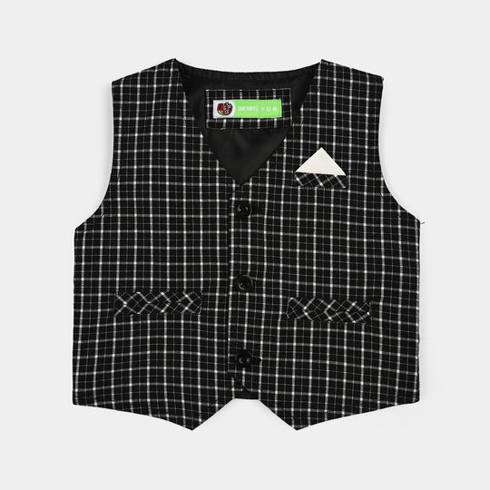 Infant Boys Yarn Dyed 3PC Suit-Checkered-BLACK