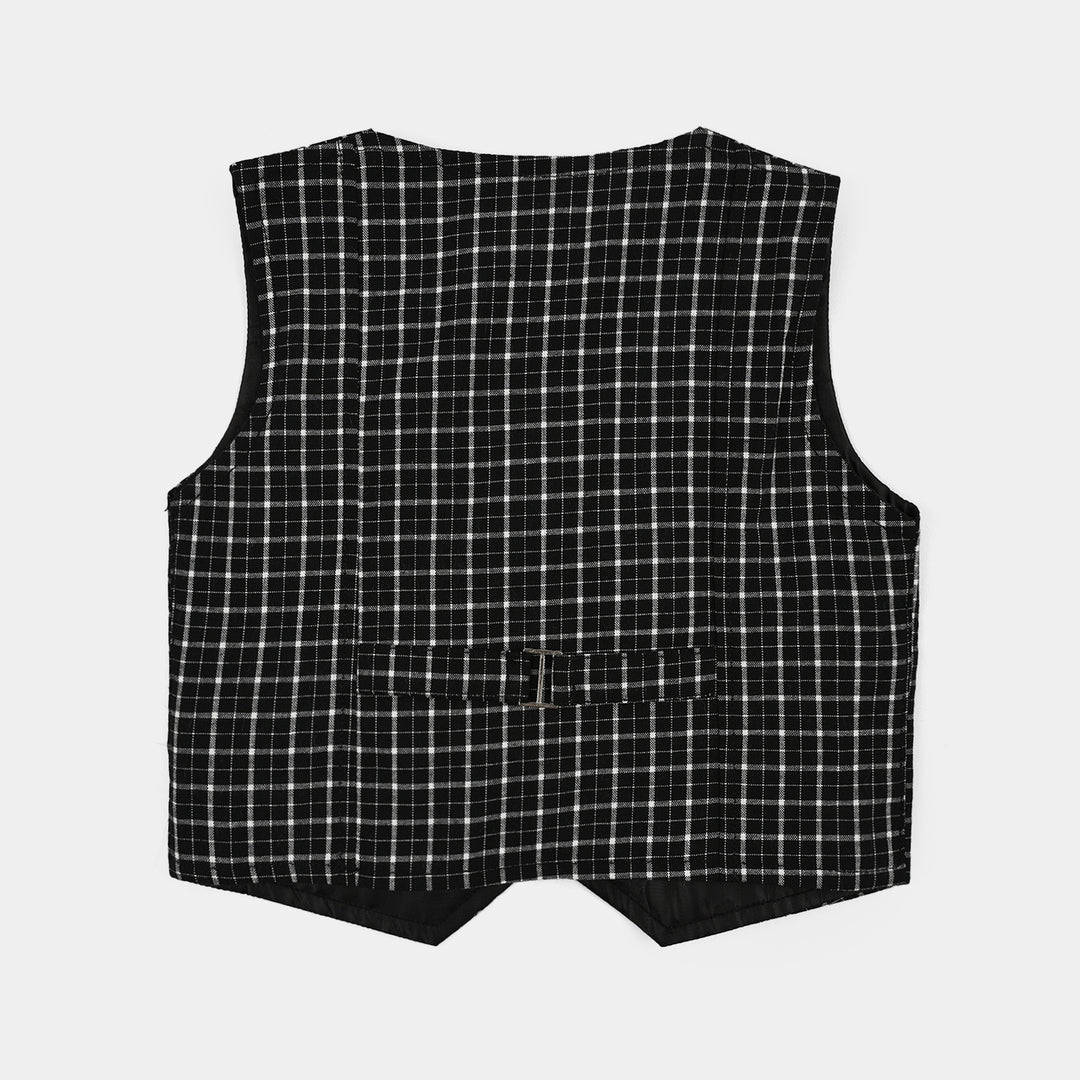 Infant Boys Yarn Dyed 3PC Suit-Checkered-BLACK