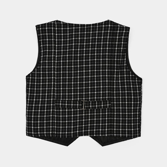 Infant Boys Yarn Dyed 3PC Suit-Checkered-BLACK