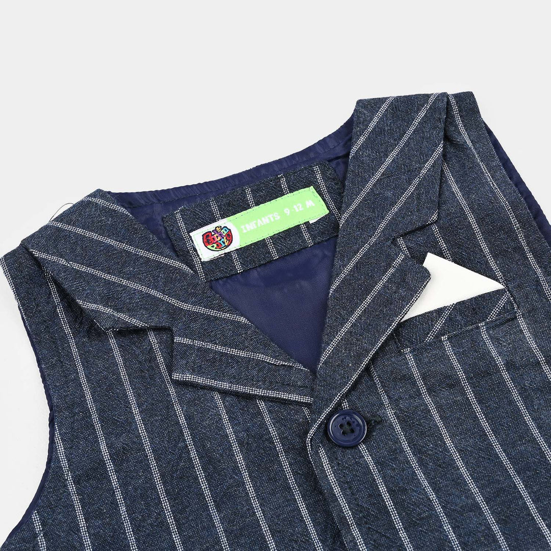 Infant Boys Yarn Dyed 3PC Suit-NAVY