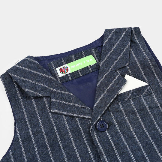 Infant Boys Yarn Dyed 3PC Suit-NAVY