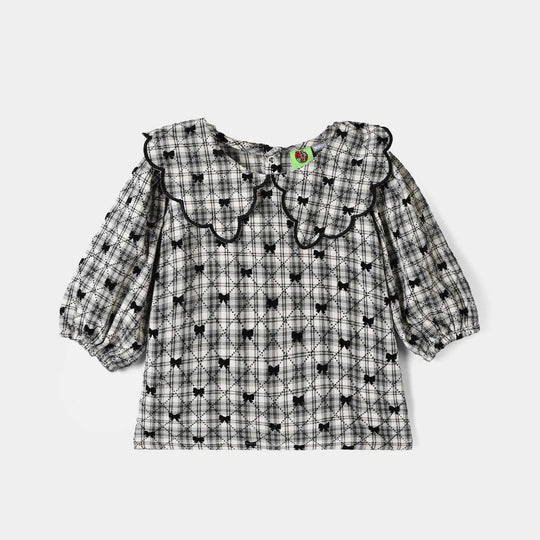 Infant Girls Yarn Dyed 2Pc Suit-LITTLE BOWS-Off.White.Black