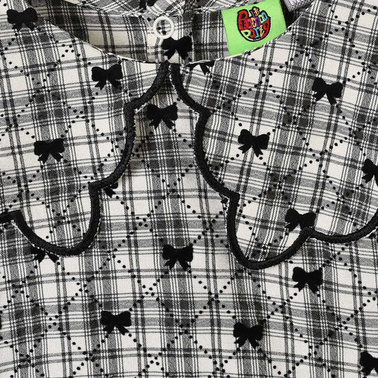 Infant Girls Yarn Dyed 2Pc Suit-LITTLE BOWS-Off.White.Black