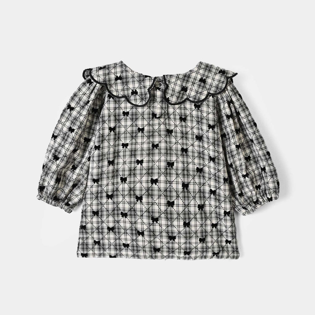 Infant Girls Yarn Dyed 2Pc Suit-LITTLE BOWS-Off.White.Black