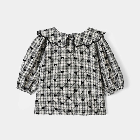 Infant Girls Yarn Dyed 2Pc Suit-LITTLE BOWS-Off.White.Black