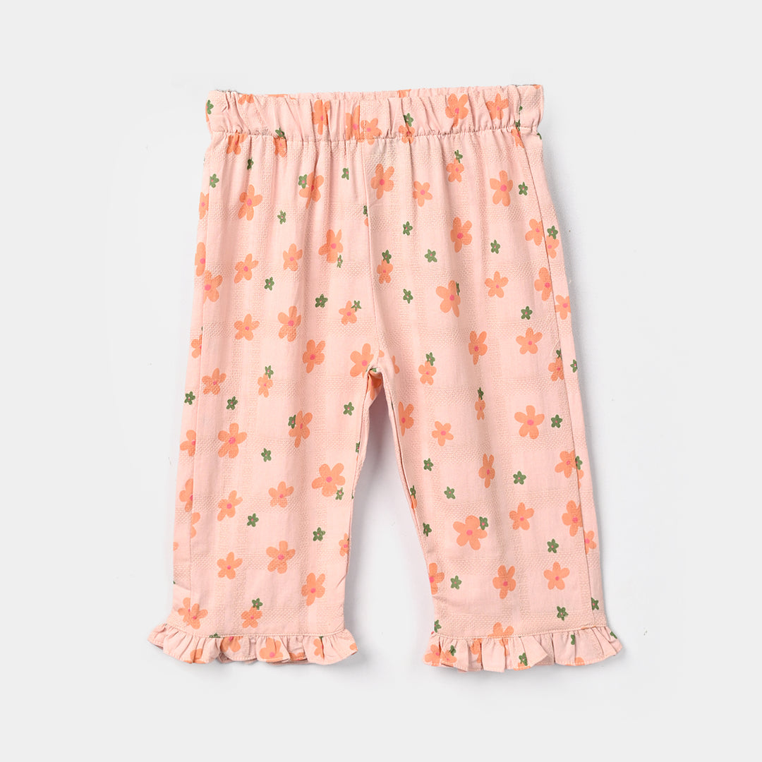 Infant Girls Cotton Jacquard 2 Pc Suit - Floral - Light Pink