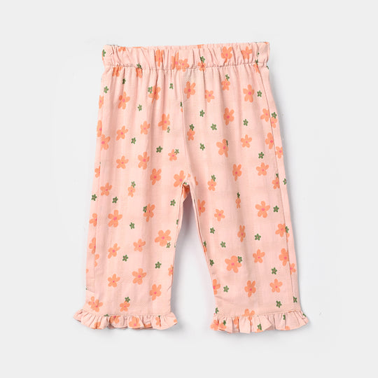 Infant Girls Cotton Jacquard 2 Pc Suit - Floral - Light Pink