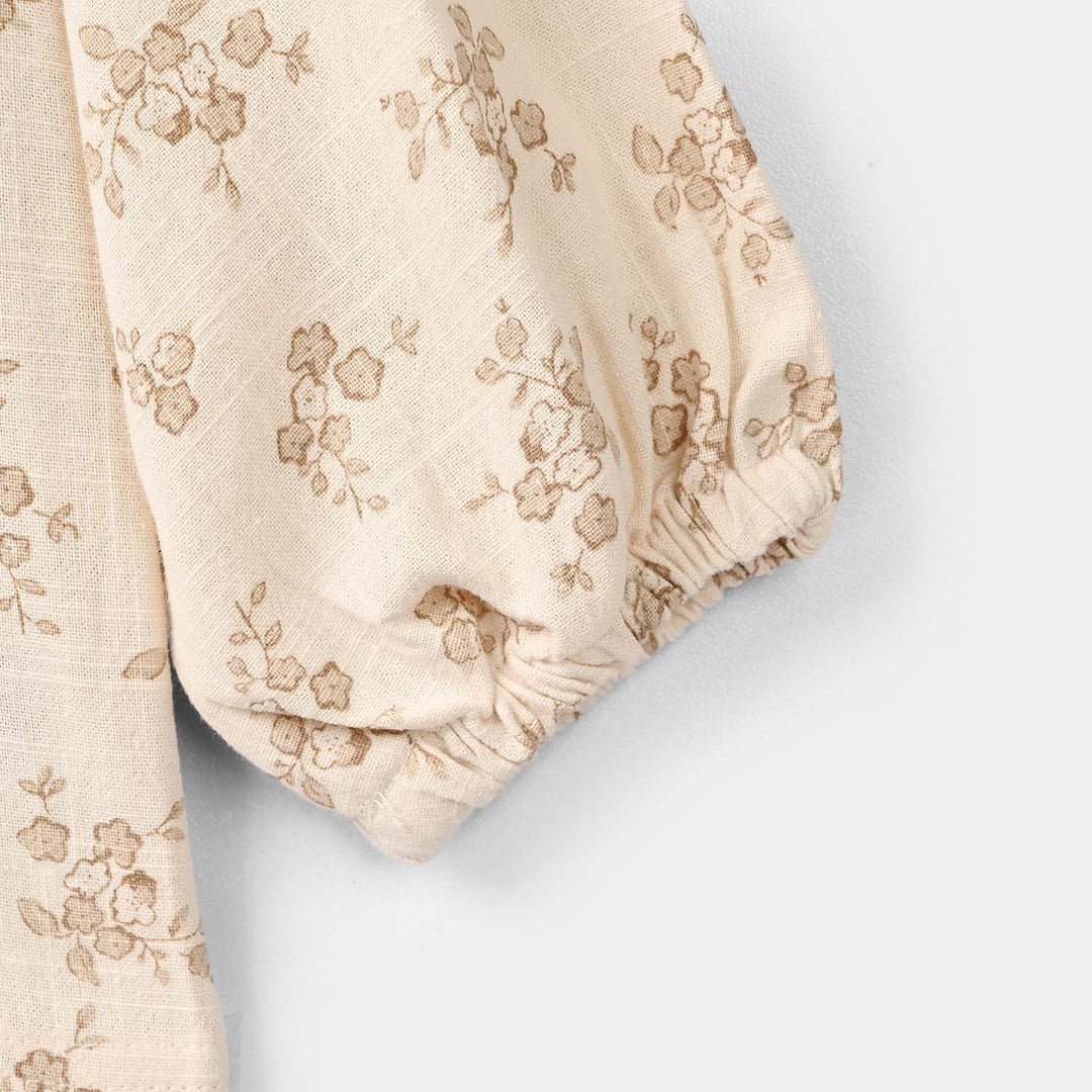 Infant Girls Cotton Slub 2Pc Suit FADED GARDEN - Beige