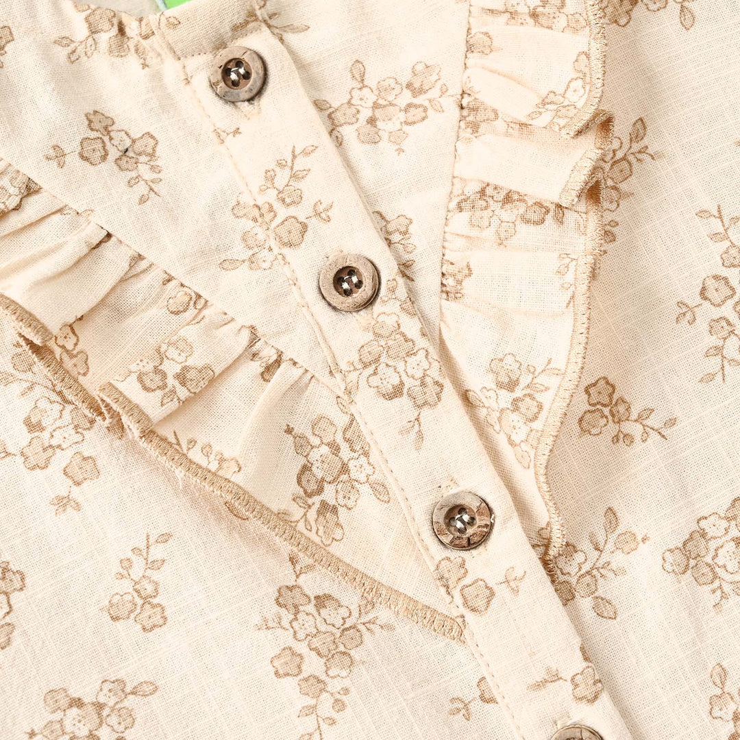 Infant Girls Cotton Slub 2Pc Suit FADED GARDEN - Beige