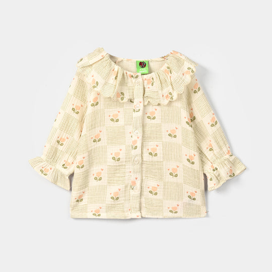 Infant Girls Gauze 2Pc Suit-BLOOM-OFF-White