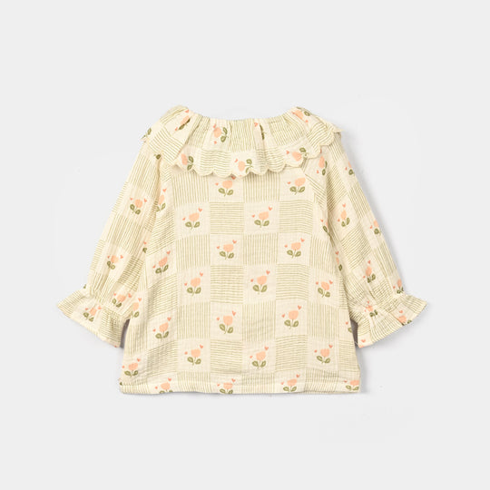 Infant Girls Gauze 2Pc Suit-BLOOM-OFF-White