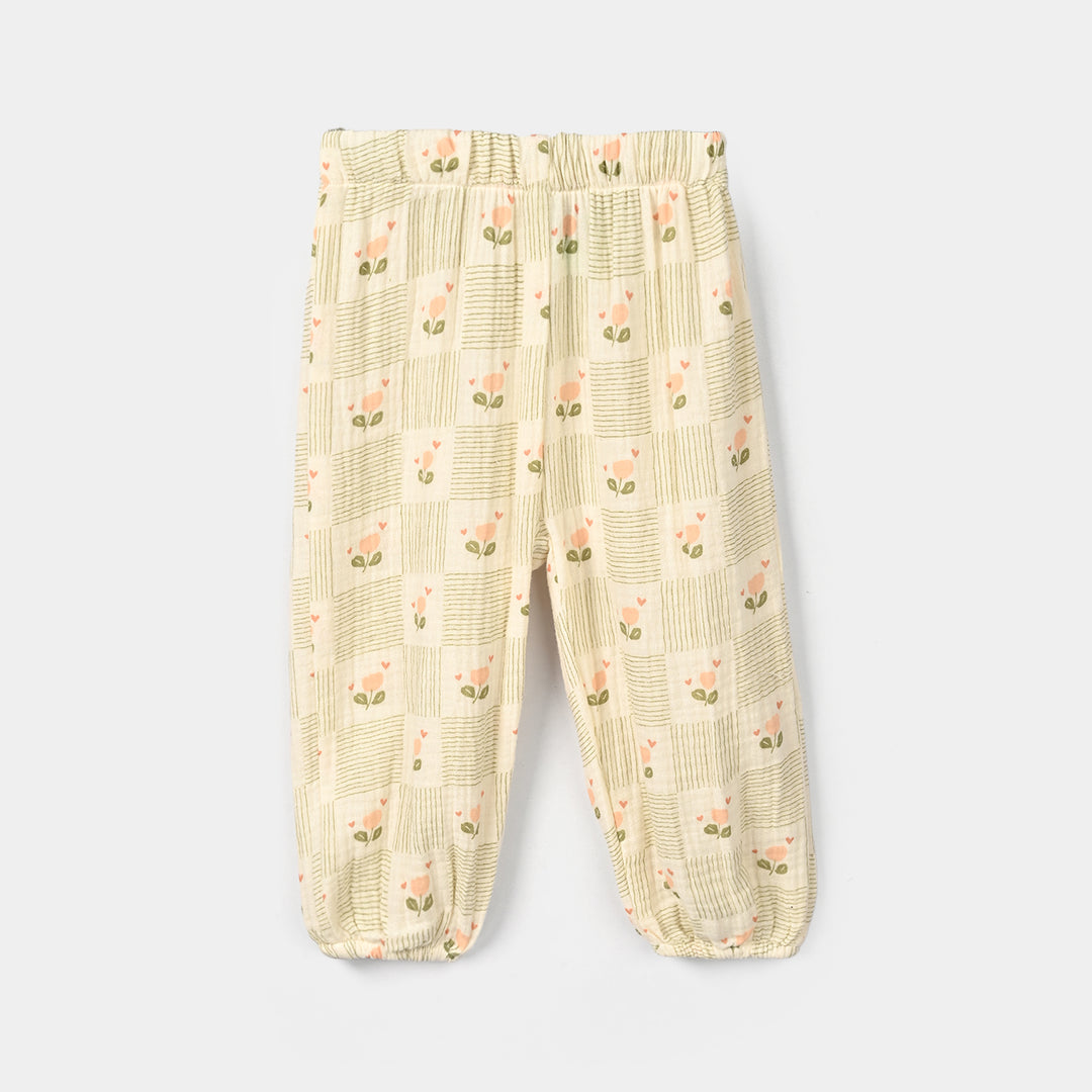 Infant Girls Gauze 2Pc Suit-BLOOM-OFF-White