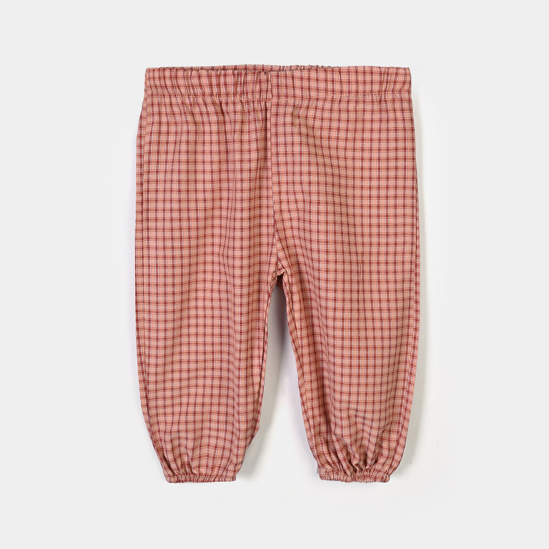 Infant Girls Yarn Dyed 2Pc Suit Checks -Peach