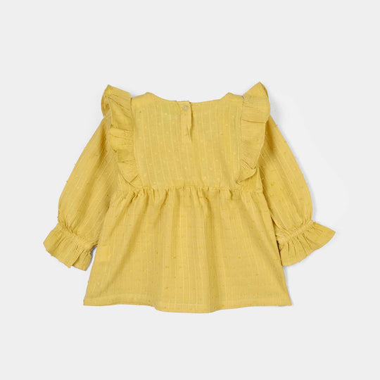 Infant Girls Cotton Jacquard 2Pc Suit-FLORA-Yellow