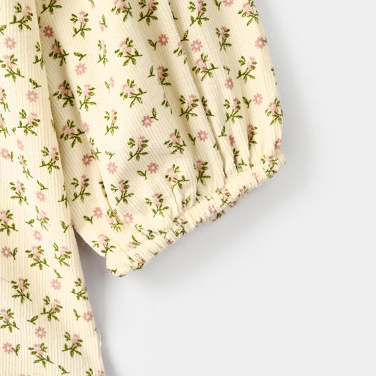 Infant Girls Poly Cotton 2 Pc Suit - Cherry Blossom - Cream