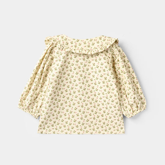 Infant Girls Poly Cotton 2 Pc Suit - Cherry Blossom - Cream