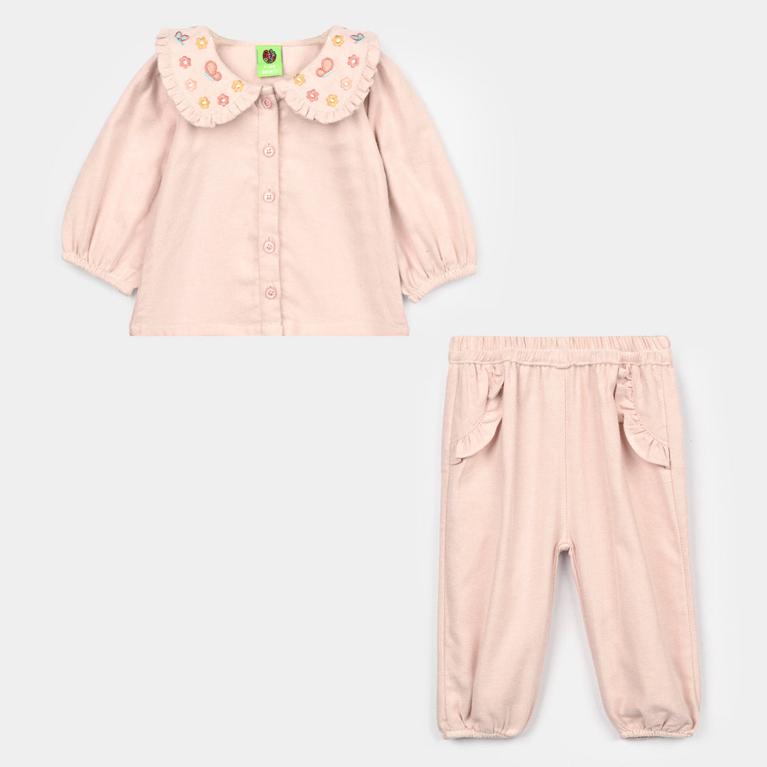 Infant Girls Flannel 2Pc Suit-BUTTERFLY-LT.Pink