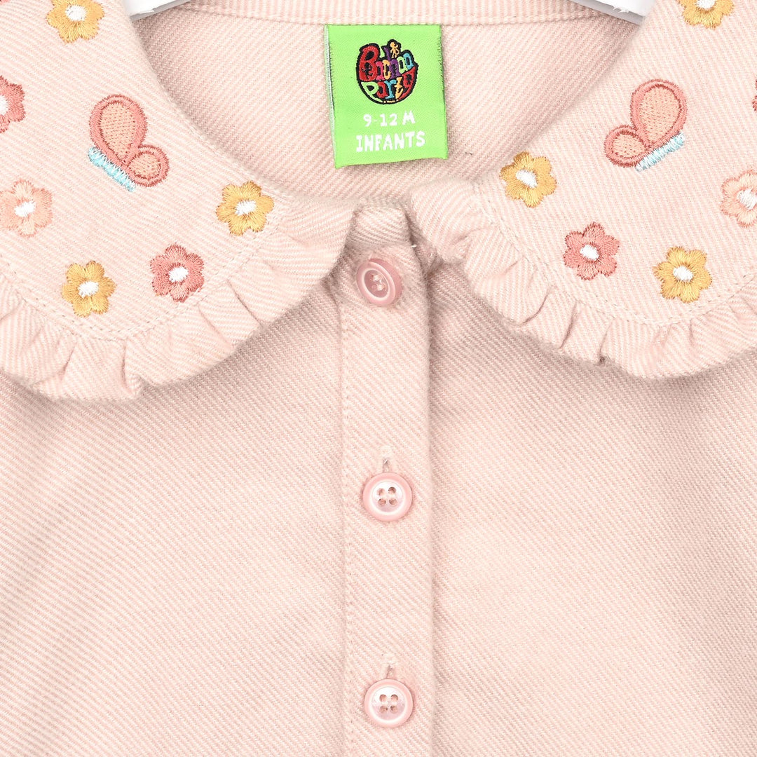 Infant Girls Flannel 2Pc Suit-BUTTERFLY-LT.Pink