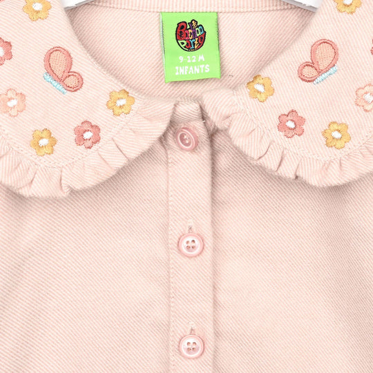 Infant Girls Flannel 2Pc Suit-BUTTERFLY-LT.Pink