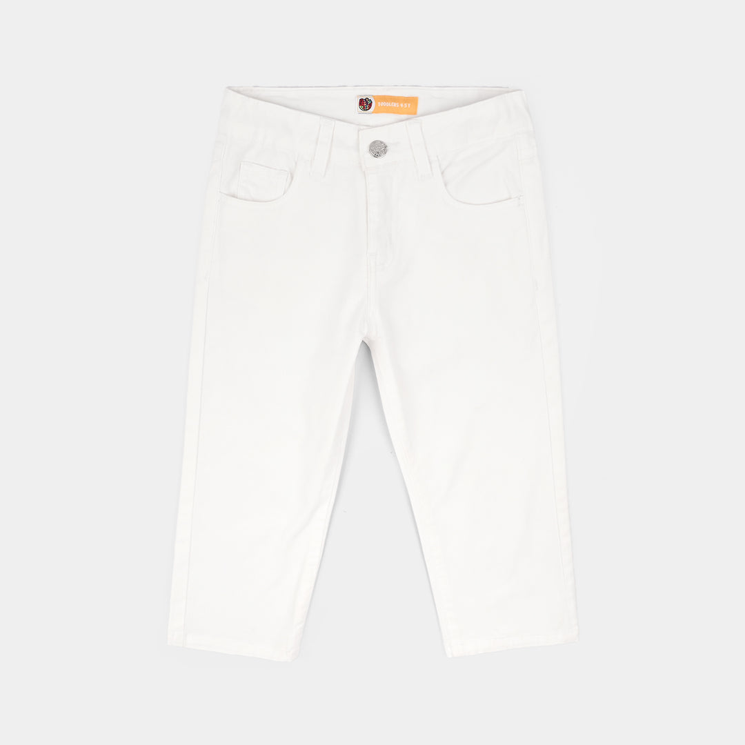 Boys Cotton Twill Basic Pant-White