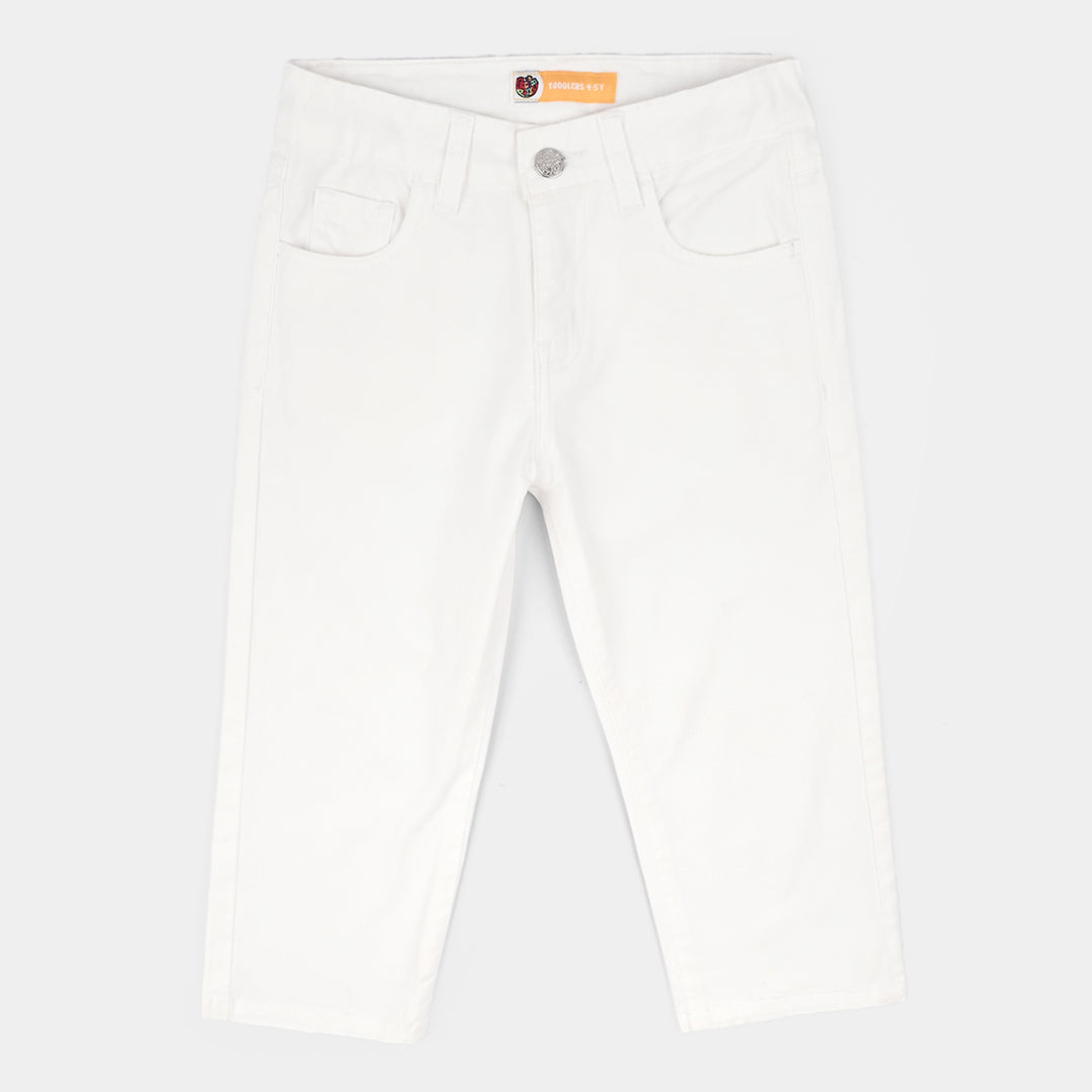Boys Cotton Twill Basic Pant-White