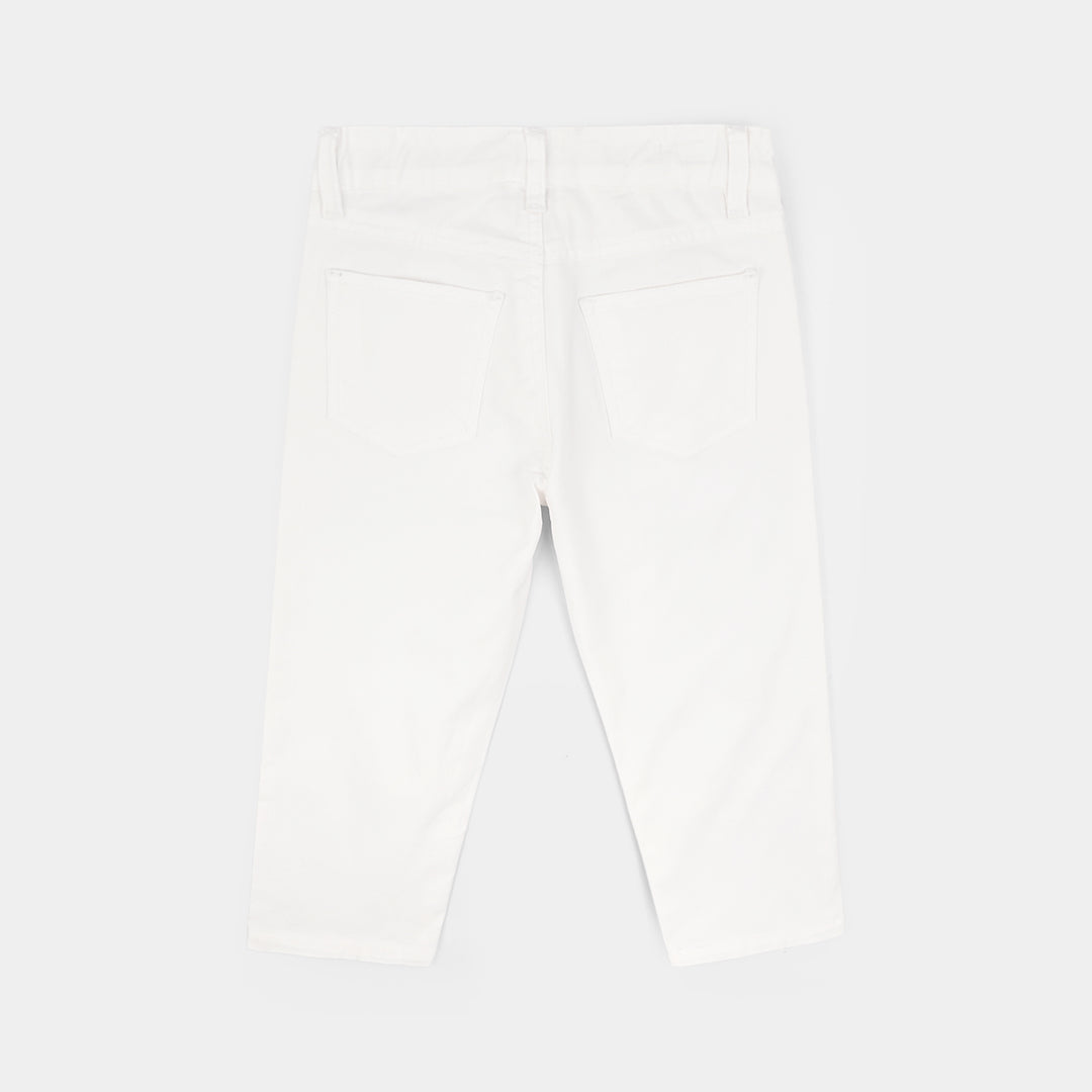 Boys Cotton Twill Basic Pant-White