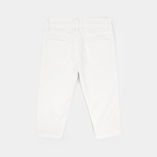 Boys Cotton Twill Basic Pant-White