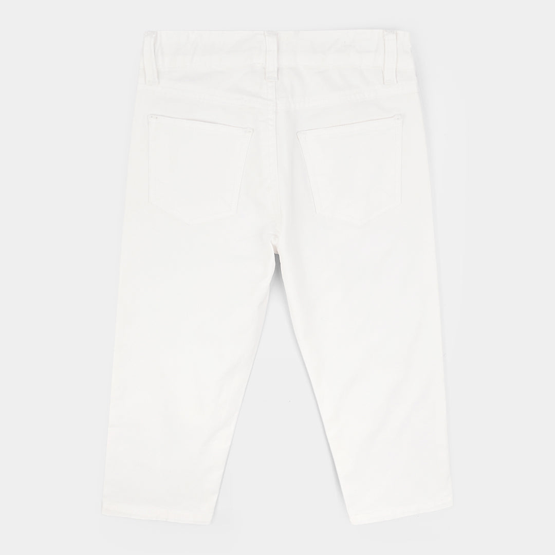 Boys Cotton Twill Basic Pant-White