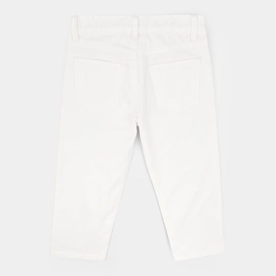 Boys Cotton Twill Basic Pant-White