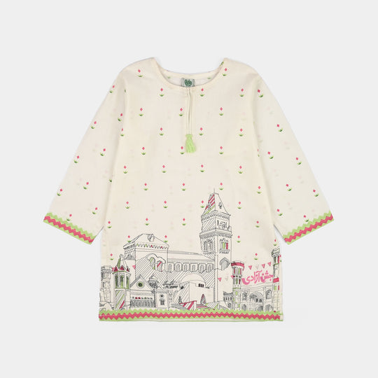 Girls Cotton Ind 2Pcs Sitara-White