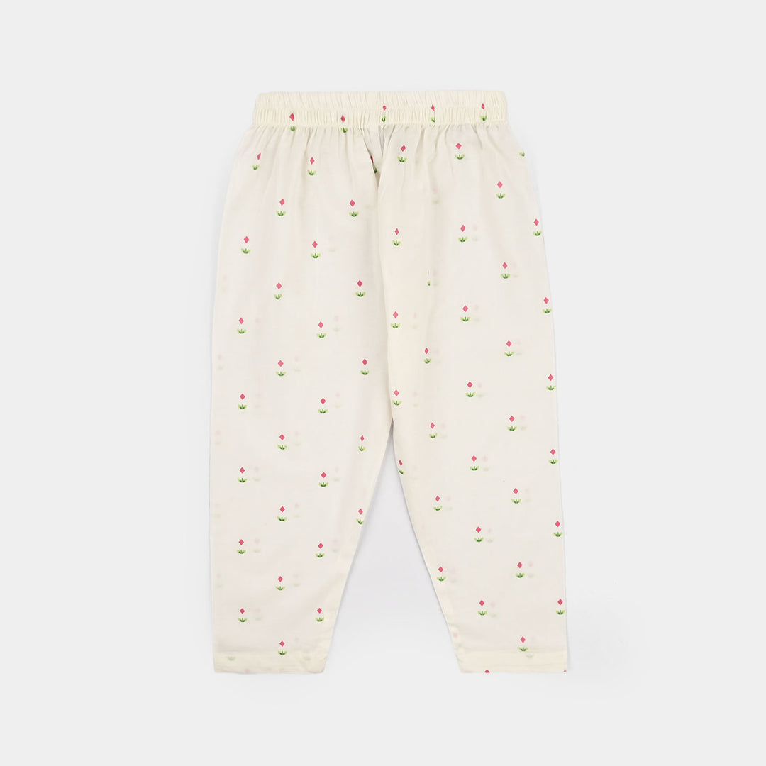Girls Cotton Ind 2Pcs Sitara-White