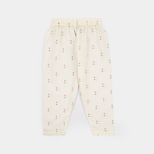 Girls Cotton Ind 2Pcs Sitara-White
