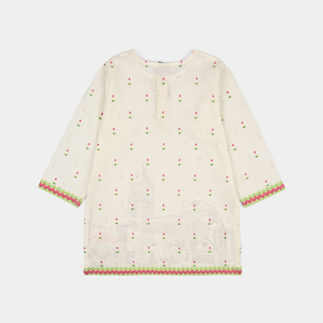 Girls Cotton Ind 2Pcs Sitara-White
